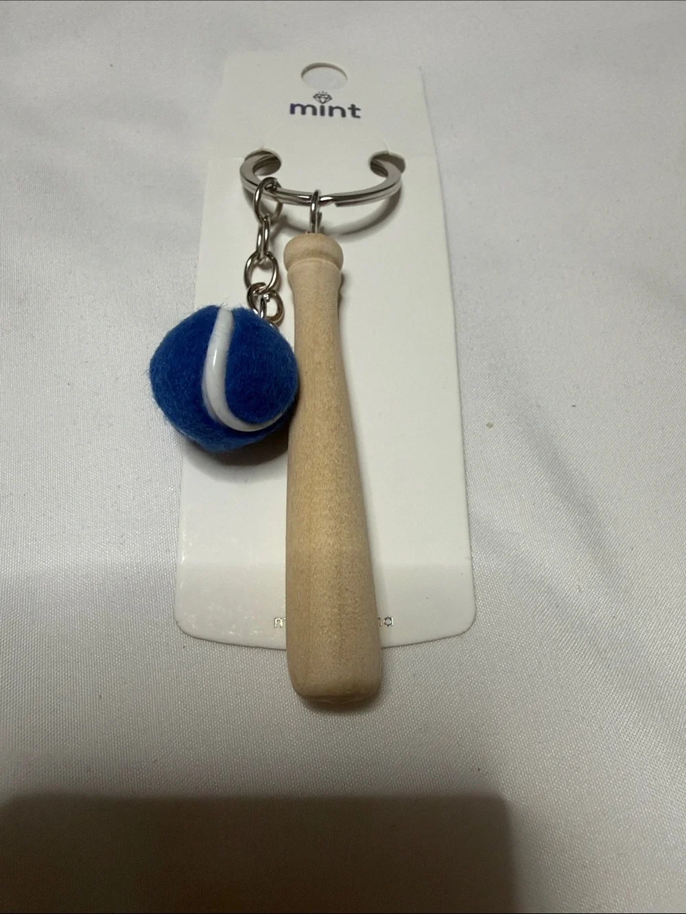 Set of 3 Mint Baseball Bat Keychain Trio - Red, Blue, Lime Green